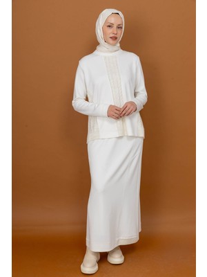 Belirtilmemiş 2518 Trıko Saç Örgü Desenli Spor Modal Kumaş Eteklı Takım