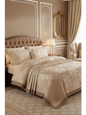 Çt Çeyizci Tekstil Berfin Çift Kişilik Pike Takımı - Kapuçino