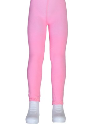 Dore Kız Çocuk Bileği Dantelli Cotton Tayt - Pembe