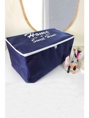 Çt Çeyizci Tekstil Fermuarlı Çeyizlik Hurç - Home Sweet Home - Baza Boy 53X40X26CM - Saklama Hurcu, Düzenleme Hurcu -