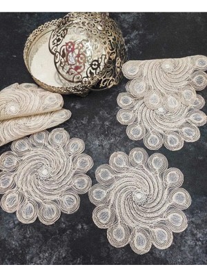 Çt Çeyizci Tekstil Sunumluk Peçete, Kokteyl Peçetesi, Kahve Yanı Sunumluk, Bardak Altlığı 6 Adet Sunum Peçetesi