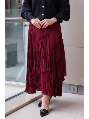 Belirtilmemiş SZ-5475 Viola Parçalı Kırıştırma Etek #12-25#