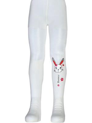 Dore Kız Çocuk Bunny Desenli Külotlu Çorap - Ekru