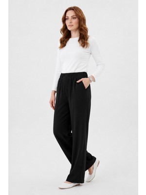 Belirtilmemiş SZ-5580 Colmar Beli Lastikli Geniş Paça Pantolon #12-25#