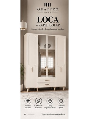 Quattro Home Loca 4 Kapaklı Dolap