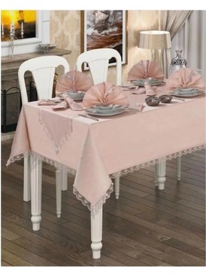 Atak Pitikare 12 Kişilik Masa Örtüsü Takımı Pembe 26 Parça Sofra Takımı Kutulu