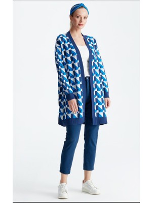 Belirtilmemiş 21153 Geometrik Desenli Rayon Hırka