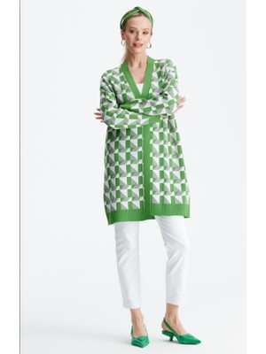 Belirtilmemiş 21153 Geometrik Desenli Rayon Hırka