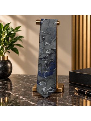 E38 El Işçiliği Erkek Renkli Ebru Kravat 150*5 cm - 6694