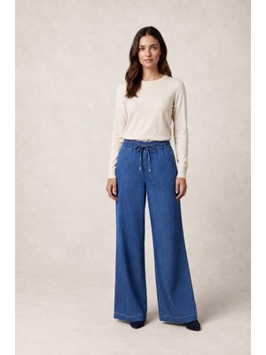 Belirtilmemiş 59064 Beli Tam Lastıklı Bağcıklı Bol Paça Pantalon #2026#