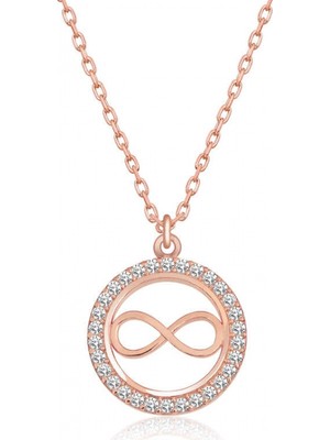 Pileli Store 925 Ayar Gümüş Rose Minik Sonsuzluk Kadın Gümüş Kolye