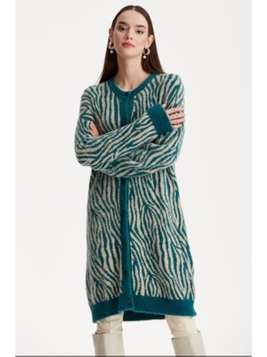 Belirtilmemiş 21283 Zebra Desenli Triko Hırka