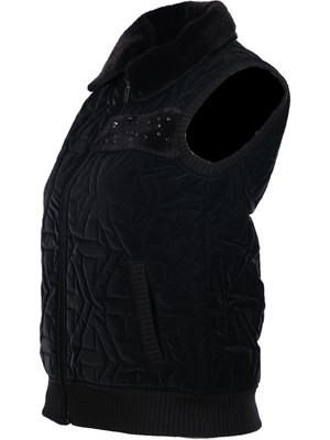 Daido Daıdo Kadın Regular Fit Peluş Yakalı Kapitone Fermuarlı Yelek 19K321909811