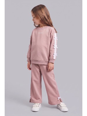 DeFacto %100 Pamuk Fiyonk Detaylı Baskılı Basic Sweatshirt Üst Geniş Kesim Alt 2'li Takım Kız Bebek I3660A526AU