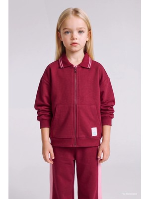 DeFacto Polo Yaka Fermuar Kapamalı Dokuma Etiketli Cepli Kalın Sweatshirt Hırka Kız Bebek I0629A526AU