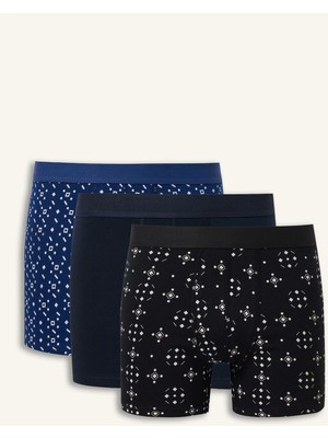 DeFacto Regular Fit Geometrik Desenli 3'lü Boxer I3046AX26AU