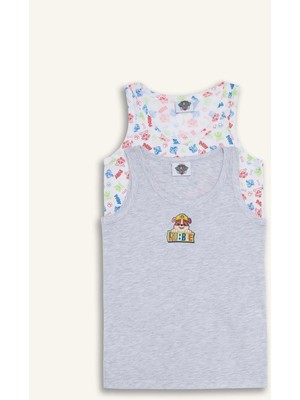 DeFacto Paw Patrol Lisanslı Desenli 2'li Gri Melanj Atlet Erkek Çocuk C2900A826SP