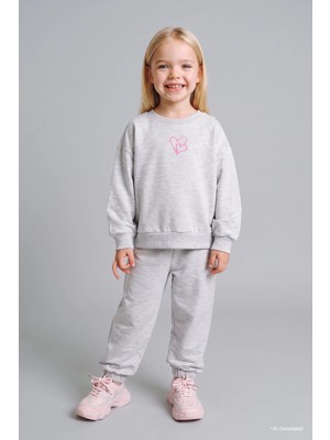 DeFacto %100 Pamuk Baskılı Sweatshirt Üst Lastikli Paça Alt 2'li Takım Kız Bebek I4475A526AU