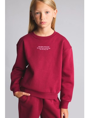 DeFacto Relax Fit Bisiklet Yaka Düşük Omuzlu Baskılı Sweatshirt Kız Çocuk I3382A826AU
