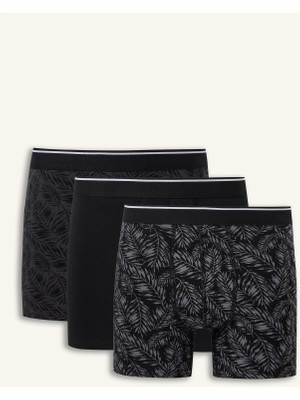 DeFacto Regular Fit Yaprak Desenli Beli Lastikli 3'lü Boxer I1786AX26AU