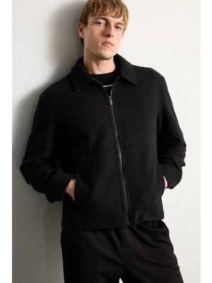 DeFacto Regular Fit Polo Yaka Astarlı Fermuarlı Kaşe Mont H2049AX26AU