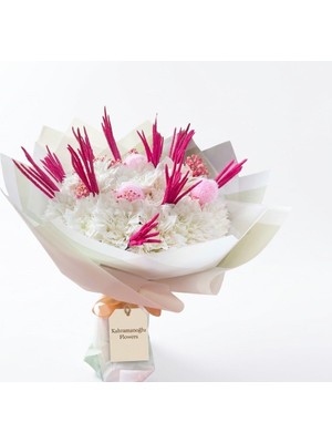 Kahramanoğlu Flowers Fuşya Dokunuşlu Beyaz  Buket