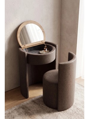Ay Concept Elegance Aynalı Makyaj Aynası Masası ve Berjer Kahverengi