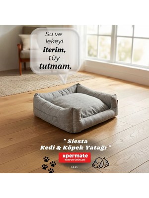 Xpermate Kedi Yatağı ve Köpek Yatağı Fermuarlı Evcil Hayvan Yatağı 60x55x23 cm Gri Yuvi Siesta