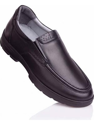 Detector Hakiki Deri Erkek Ayakkabı Klasik Günlük Comfort Kaymaz Ortopedik Taban Siyah 2534
