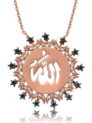Pileli Store Gümüş Allah Yazılı Bayan Kolye