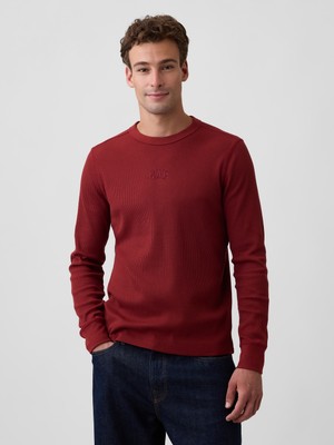 Gap Erkek Koyu Kırmızı Waffle-Knit Bisiklet Yaka T-Shirt