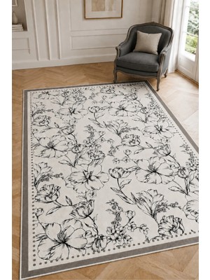 Decomia Home Dijital Kaymaz Yıkanabilir Renkli Çiçek Desenli Salon Halısı Mutfak Halısı Koridor Halısı Yolluk