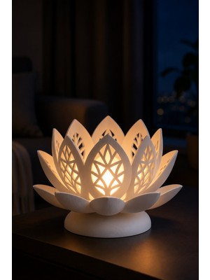 Maygiy Lotus Çiçeği Tasarımlı Dekoratif Tealight Mumluk Sıcak Ambiyans Masa Dekoru