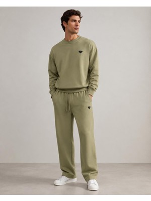 Storm Wear Erkek Oversize Bisiklet Yaka Sweatshirt Bol Paça Eşofman Takımı - Yumuşak Doku Wide Leg Ikili Takım