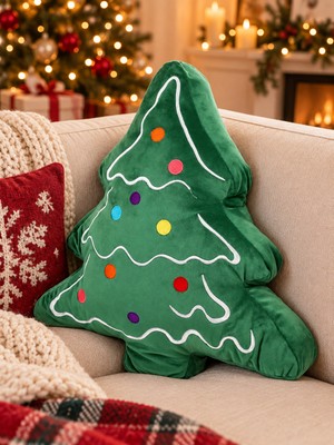 Toha 35 cm Yılbaşı Ağacı Peluş Yastık Noel Temalı Dekoratif Oyuncak