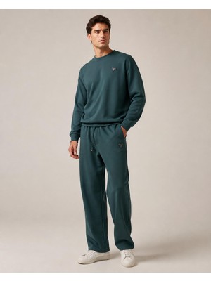 Storm Wear Erkek Oversize Bisiklet Yaka Sweatshirt Bol Paça Eşofman Takımı - Yumuşak Doku Wide Leg Ikili Takım
