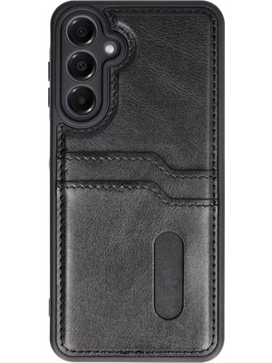 Bezos Samsung Galaxy S24 Fe Kılıf Sara Kartvizitli Deri Kılıf - Siyah
