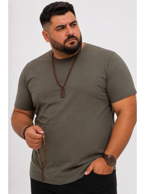 Annex Yuvarlak Yaka Erkek Battal Düz Renk Pamuklu Basic Tshirt