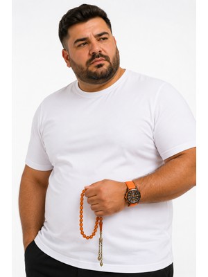 Annex Yuvarlak Yaka Erkek Battal Düz Renk Pamuklu Basic Tshirt