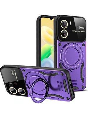 Bezos Vivo Y16 Kılıf Joy Lens Standlı Kapak - Mor