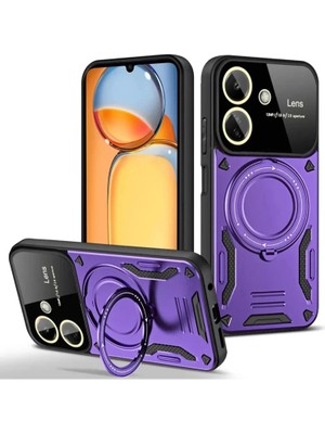 Bezos Xiaomi Redmi 13C Kılıf Joy Lens Standlı Kapak - Mor