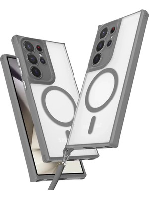 Bezos Samsung Galaxy S24 Ultra Kılıf Enka Magsafe Silikon Kılıf - Titan Gri