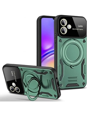 Bezos Samsung Galaxy A05 Kılıf Joy Lens Standlı Kapak - Koyu Yeşil