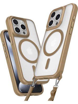 Bezos Apple iPhone 15 Pro Max Kılıf Enka Magsafe Silikon Kılıf - Desert
