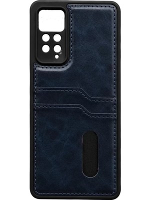 Bezos Xiaomi Redmi Note 12 Pro 4g Kılıf Sara Kartvizitli Deri Kılıf - Lacivert