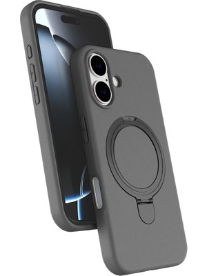 Bezos Apple iPhone 16 Plus Regal Magsafe Standlı Kapak - Titan Gri