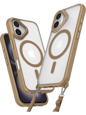 Bezos Apple iPhone 16 Plus Kılıf Enka Magsafe Silikon Kılıf - Desert