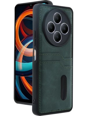 Bezos Xiaomi Redmi 14C Kılıf Sara Kartvizitli Deri Kılıf - Koyu Yeşil