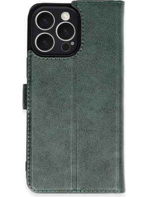 Bezos Apple iPhone 16 Pro Max Kılıf Trend S Plus Kapaklı Kılıf - Yeşil