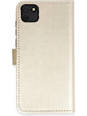 Bezos Huawei Y5P Kılıf Trend S Plus Kapaklı Kılıf - Gold